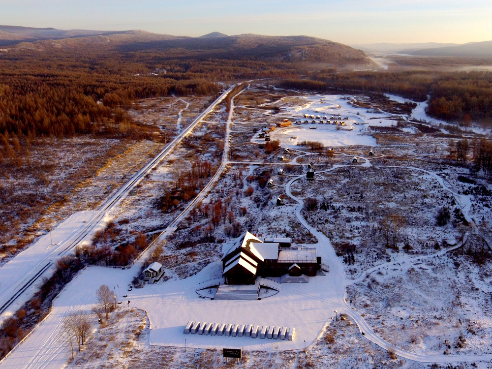 木屋群全景(摄于2017.11.20.根河市乌力库玛林场)