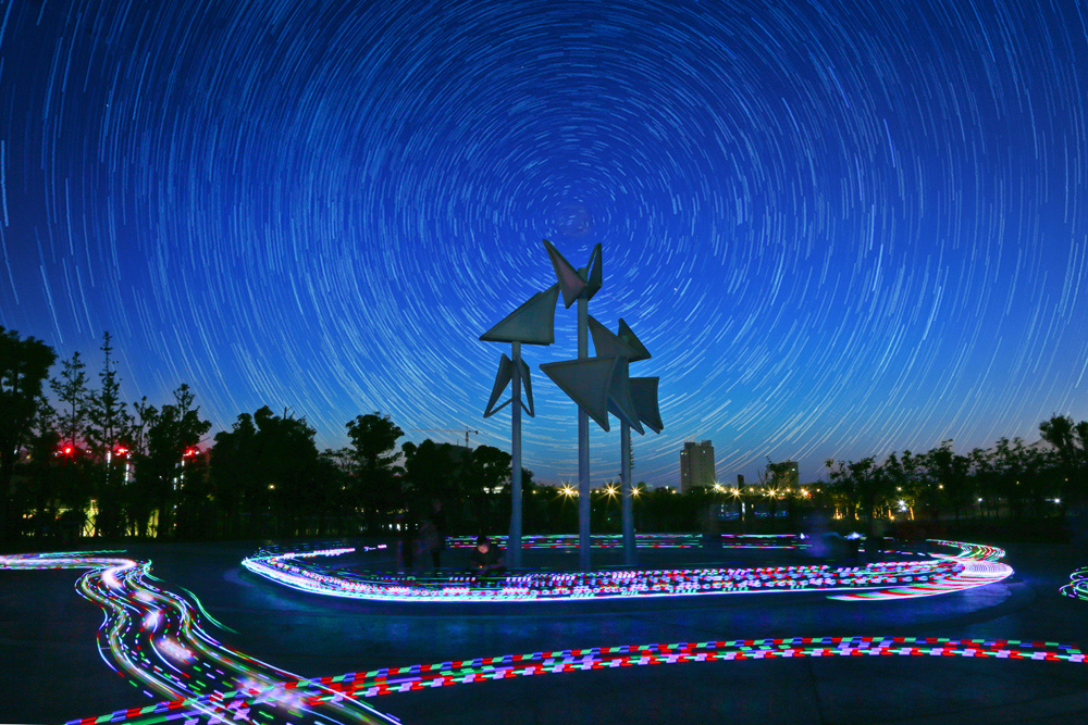 沙洋平湖公园之夜