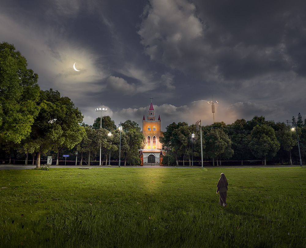 作品标题《月光下的基督堂》拍摄地点:千灯古镇 拍摄时.