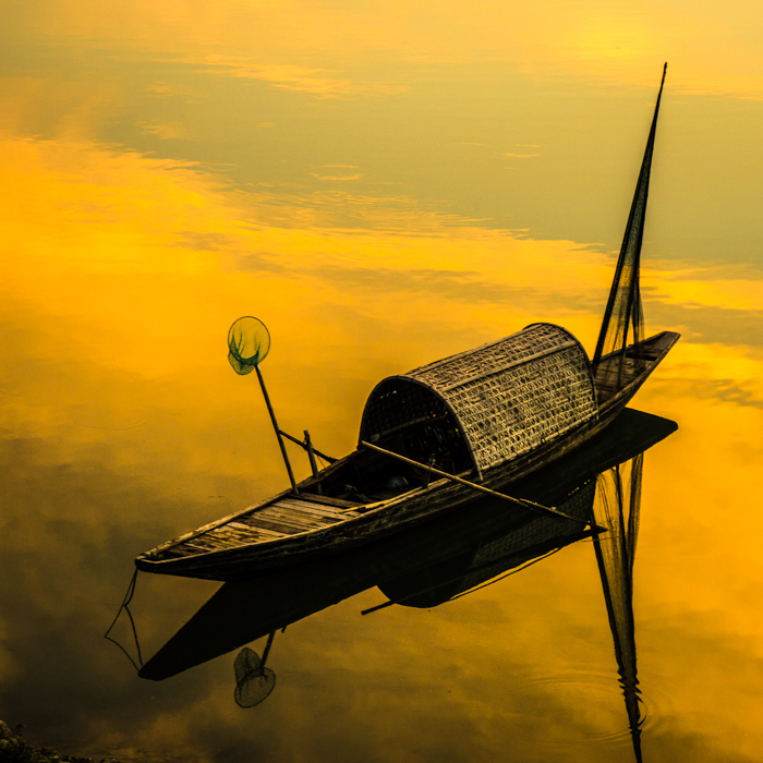 夕阳晚舟 2016年6月14日拍摄于下涯村