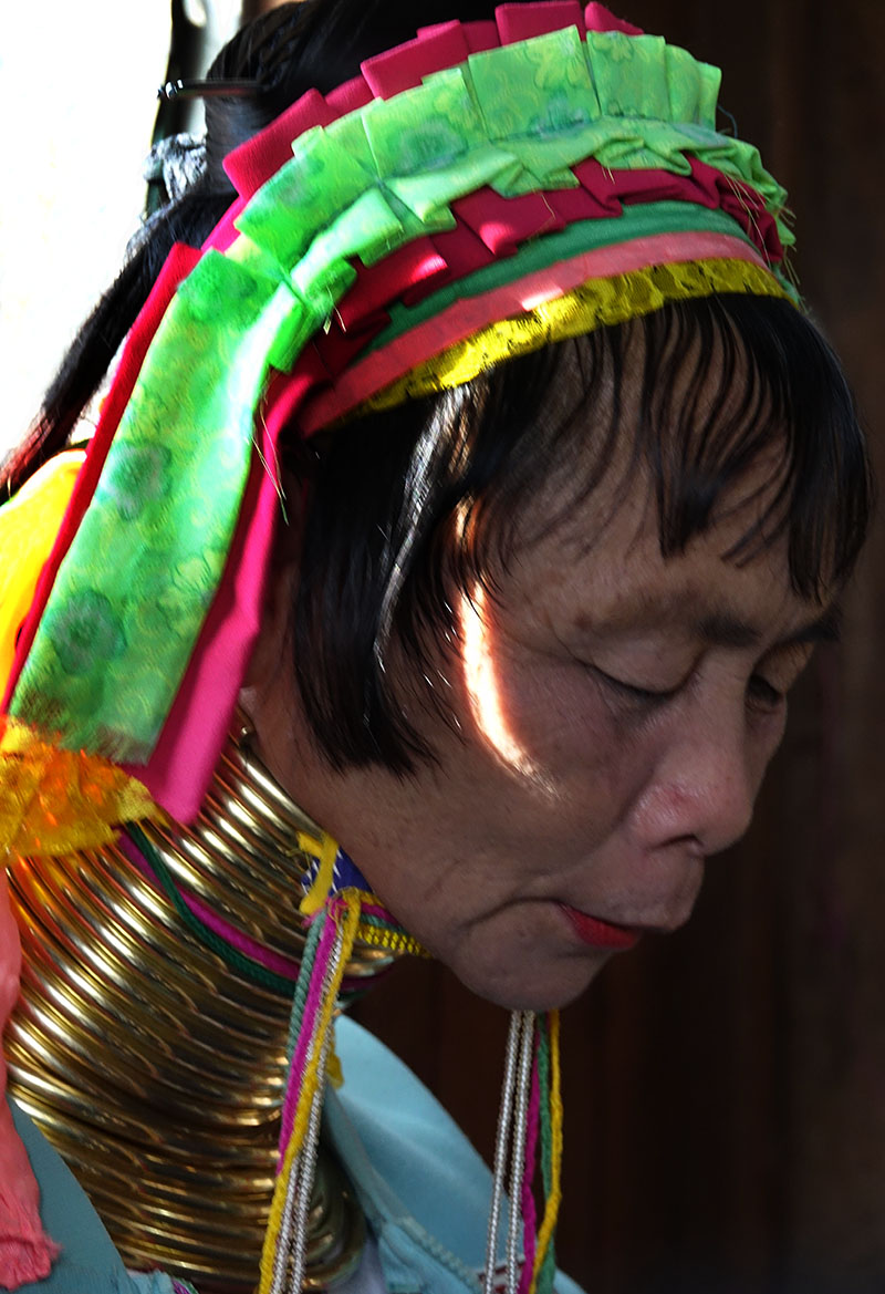 缅甸套铜圈的布岛族长颈女