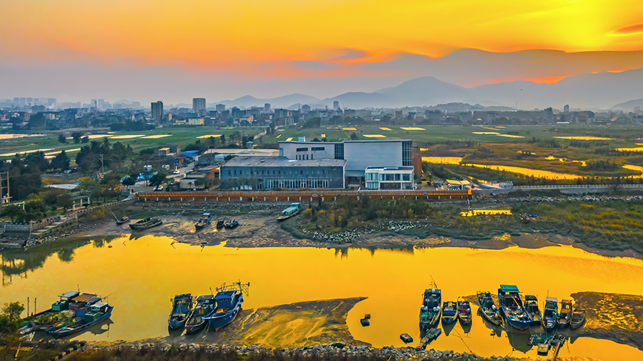 《湿地博物馆的黄昏》2019年1月摄于长乐潭头闽江河口湿地