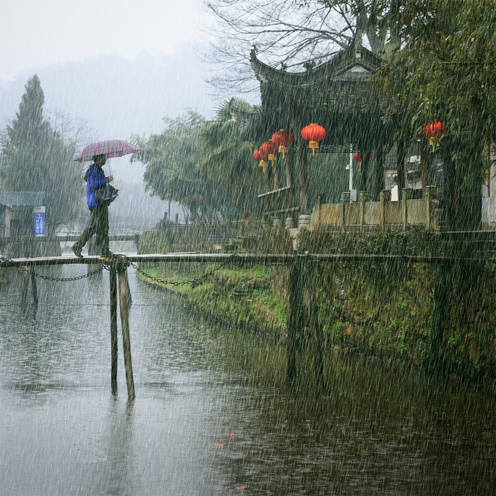 雨中即景-中国徽文化摄影作品征集活动投稿区-大众摄影网