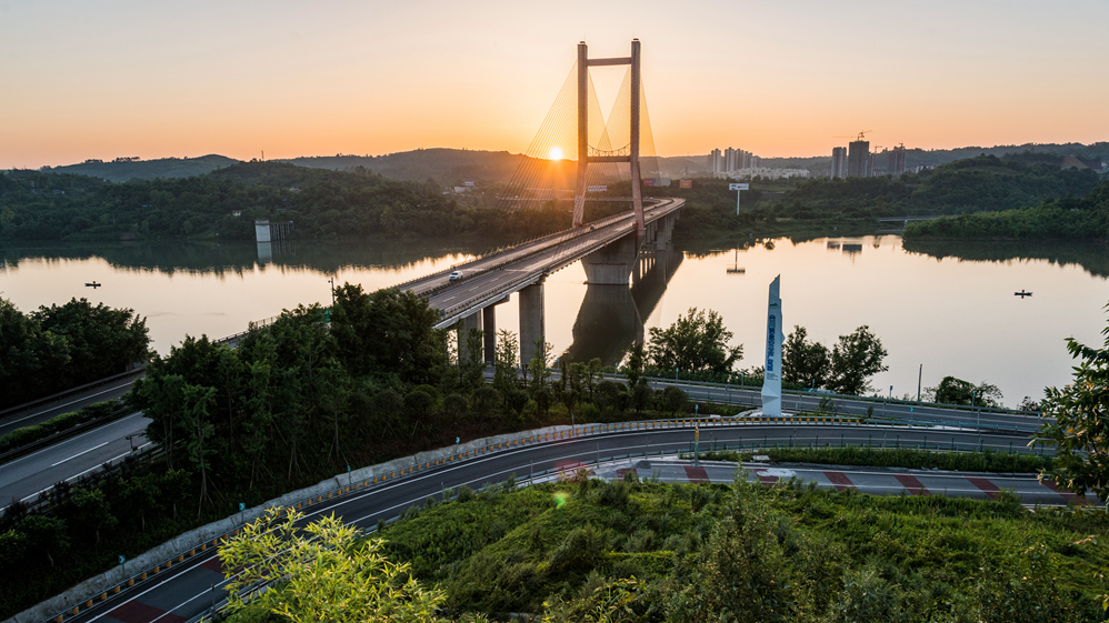 我在沙溪大桥看日落