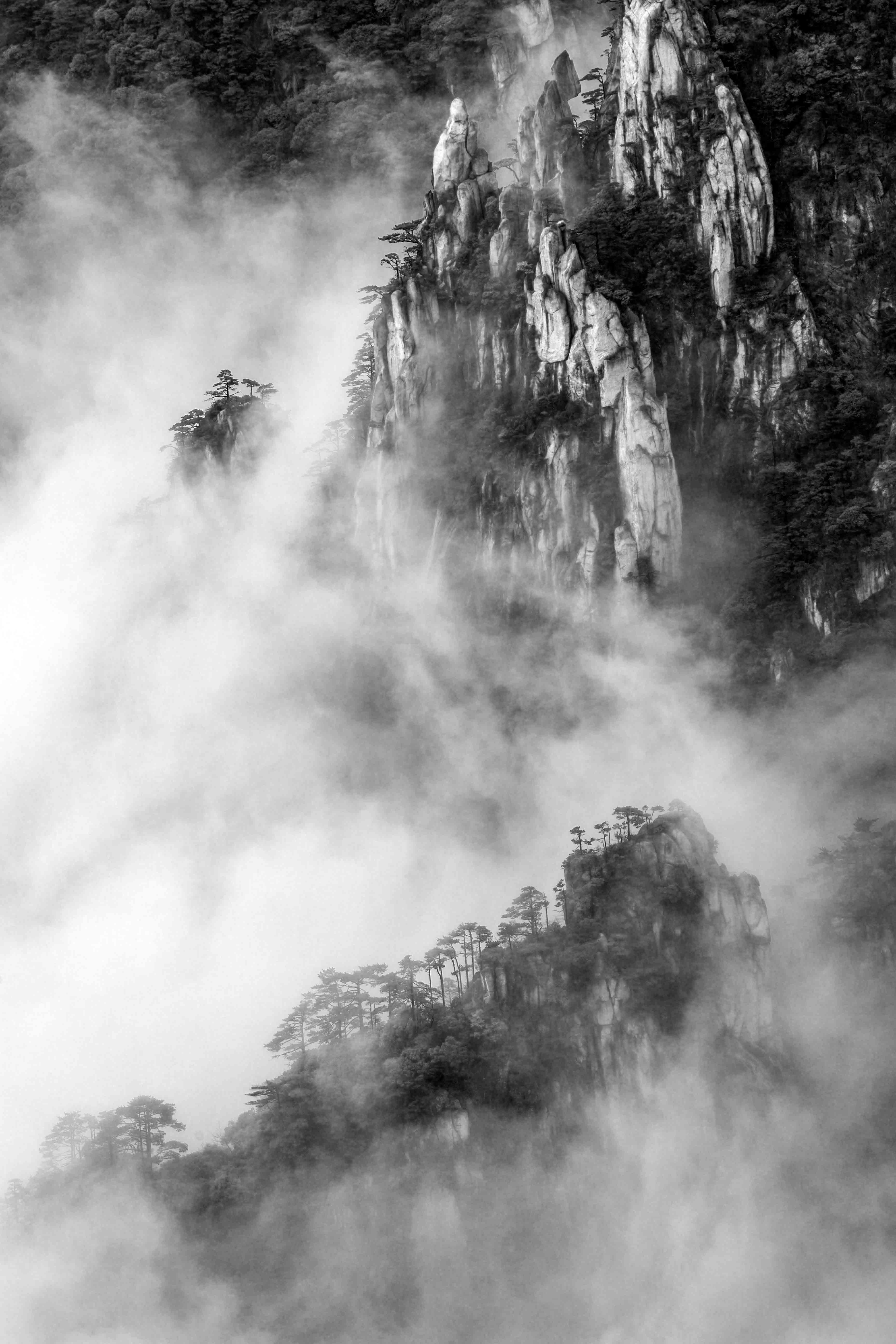 《水墨黄山》组照4幅,拍摄于2019年3月,拍于安徽黄山.