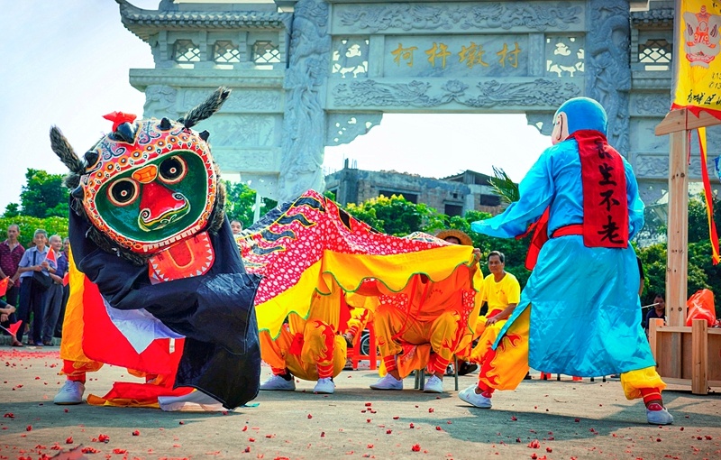 8 摄于增城派潭柯杵墩村,传统的舞貔貅精彩有趣,散发着独特的魅力.
