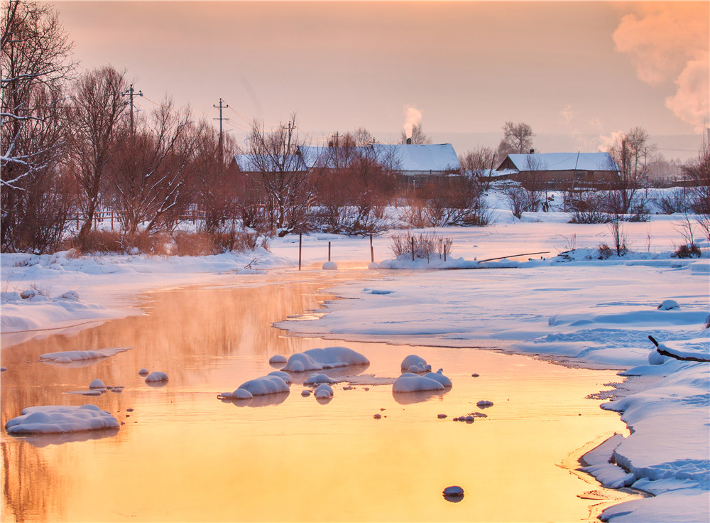 2016年12月24日摄于根河不冻河.