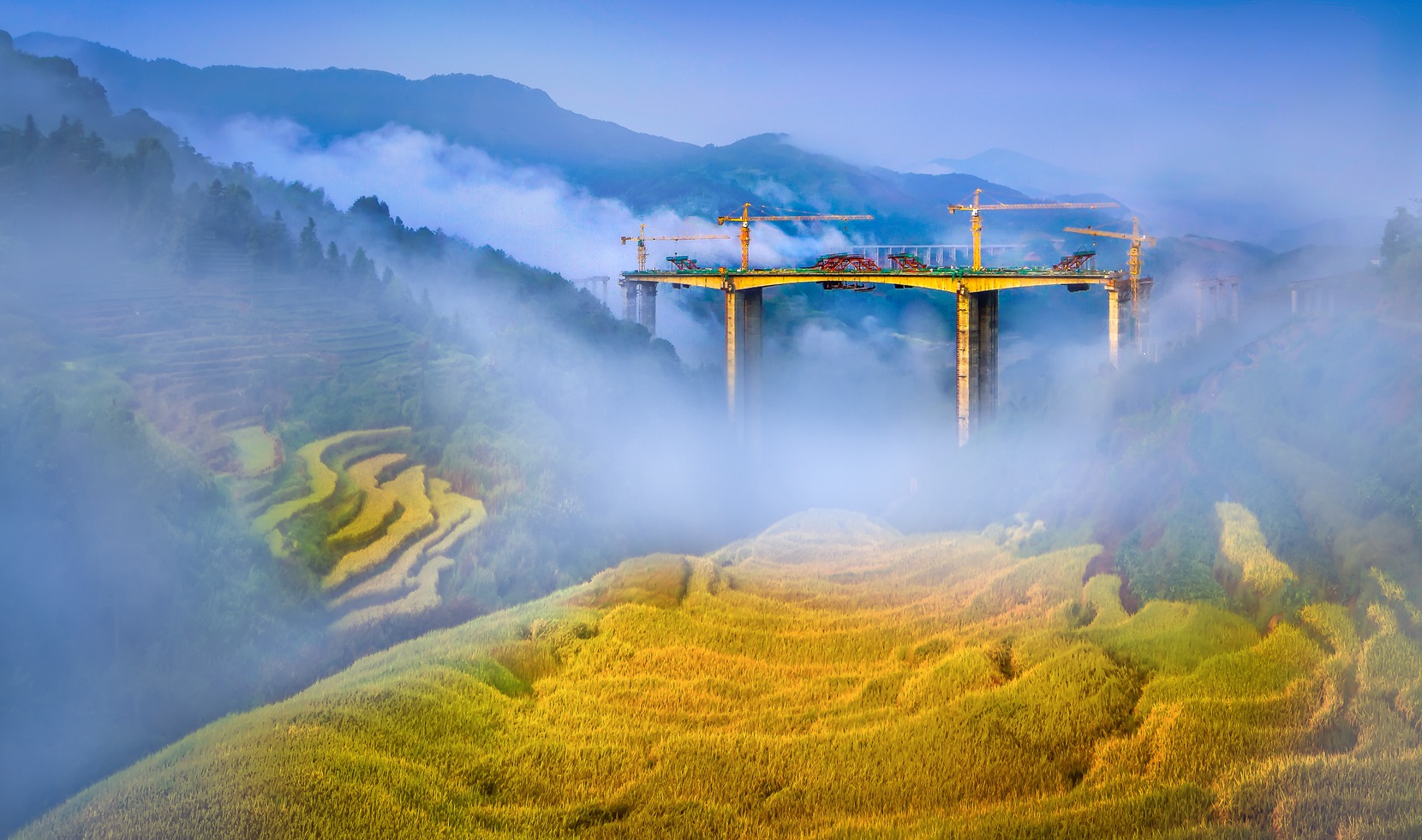 福安市柯洋村的工业农业双丰收美景.