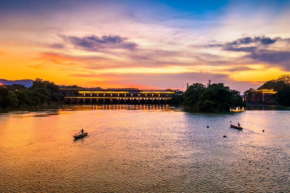 龙江甘竹滩夕阳