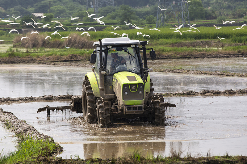 2现代化拖拉机耕田